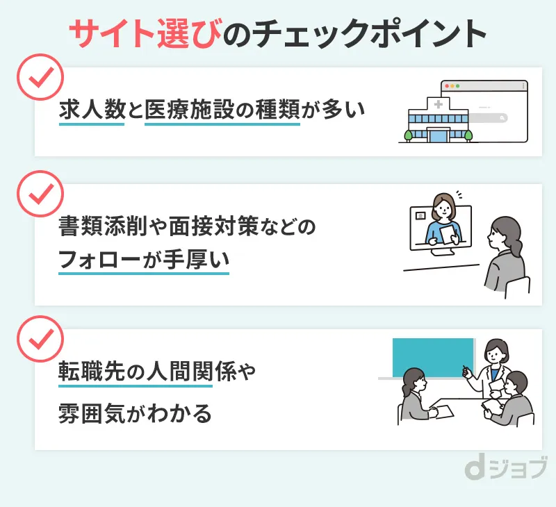 看護師が転職サイトを選ぶ3つのポイント