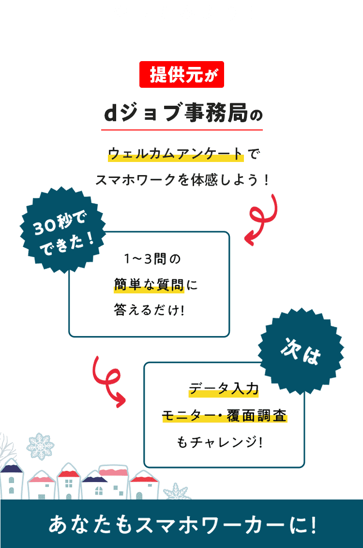 提供元がdジョブ事務局のウェルカムアンケートでスマホワークを体感しよう！