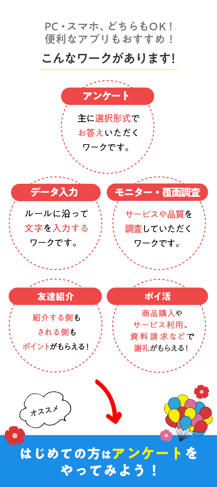 PC・スマホ、どちらもOK！こんなワークがあります！