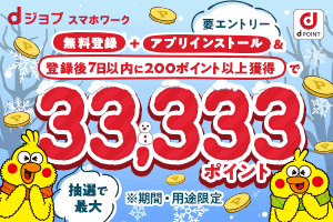 スマホワークキャンペーン 最大33,333ポイントプレゼント