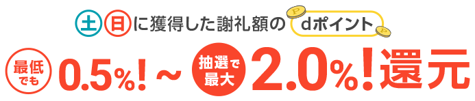 土日に獲得した謝礼額のdポイント　最低でも0.5％！～抽選で最大2.0%！還元