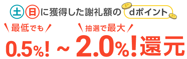 土日に獲得した謝礼額のdポイント　最低でも0.5％！～抽選で最大2.0%！還元